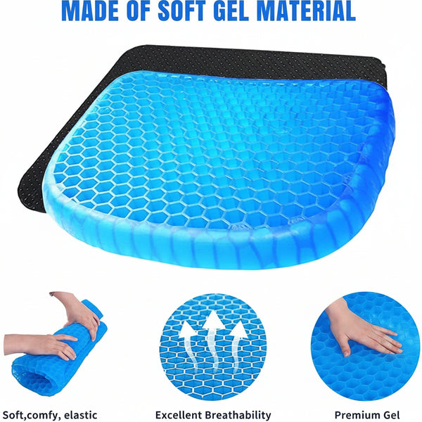 Egg Gel Seat Cushion Ergonomic Breathable Design Pressure Relief Sitter Tailbone Pain Sciatica Pain Back Pain Silicon Seater Cushion Chair Pad with Non-Slip Cover for Home (Pack of 1)