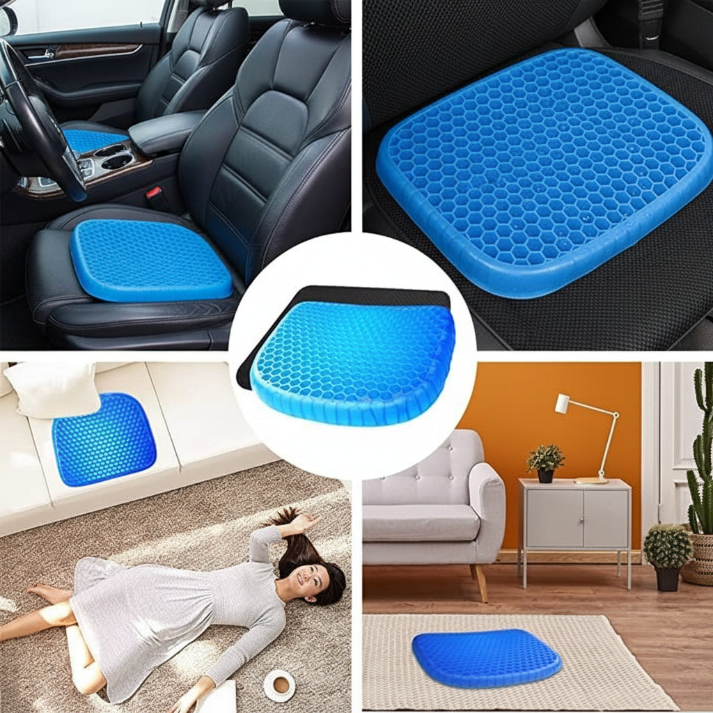 Egg Gel Seat Cushion Ergonomic Breathable Design Pressure Relief Sitter Tailbone Pain Sciatica Pain Back Pain Silicon Seater Cushion Chair Pad with Non-Slip Cover for Home (Pack of 1)